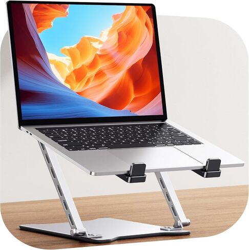 RIWUCT Ultra-Slim Portable Laptop Stand for Desk, Height Adjustable & Dual-Bar Support Laptop Riser Holder, Ventilated Computer Notebook Stand Mount, Compatible with MacBook/Dell/HP(10-15.6") in Saudi Arabia
