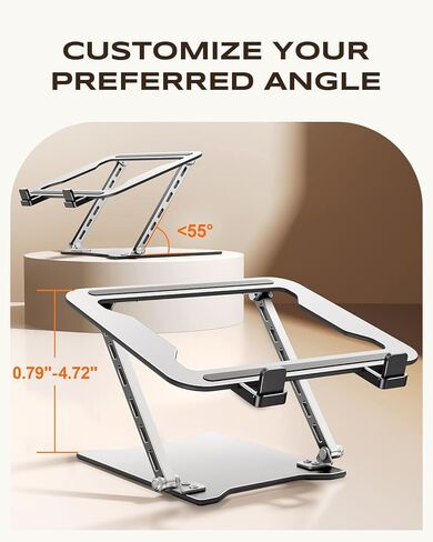 RIWUCT Ultra-Slim Portable Laptop Stand for Desk, Height Adjustable & Dual-Bar Support Laptop Riser Holder, Ventilated Computer Notebook Stand Mount, Compatible with MacBook/Dell/HP(10-15.6") in Saudi Arabia