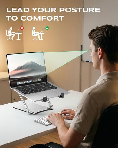 RIWUCT Ultra-Slim Portable Laptop Stand for Desk, Height Adjustable & Dual-Bar Support Laptop Riser Holder, Ventilated Computer Notebook Stand Mount, Compatible with MacBook/Dell/HP(10-15.6") in Saudi Arabia