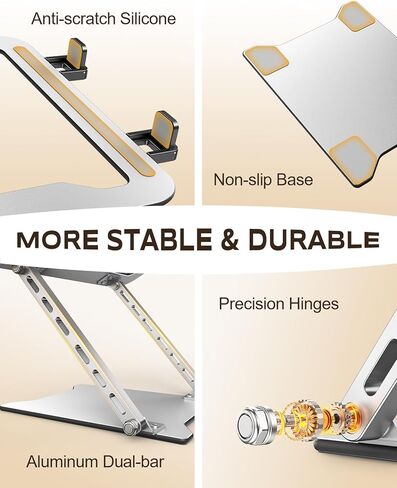 RIWUCT Ultra-Slim Portable Laptop Stand for Desk, Height Adjustable & Dual-Bar Support Laptop Riser Holder, Ventilated Computer Notebook Stand Mount, Compatible with MacBook/Dell/HP(10-15.6") in Saudi Arabia