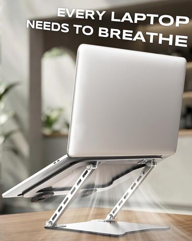 RIWUCT Ultra-Slim Portable Laptop Stand for Desk, Height Adjustable & Dual-Bar Support Laptop Riser Holder, Ventilated Computer Notebook Stand Mount, Compatible with MacBook/Dell/HP(10-15.6") in Saudi Arabia