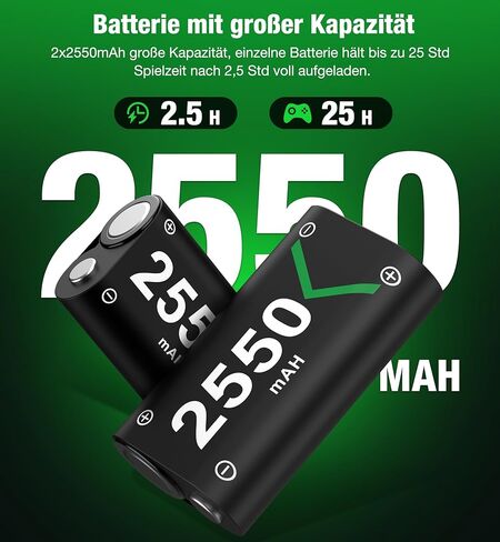 حزمة بطارية قابلة لإعادة الشحن لوحدة تحكم واحدة، حزمة بطارية 2x2550 مللي أمبير في الساعة من السلسلة X لوحدة تحكم واحدة/واحدة S/One/Elite/Series S مع محطة شاحن in Kuwait