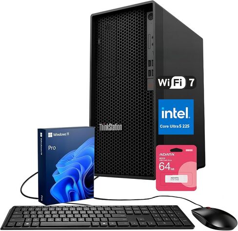 Lenovo ThinkStation P2 Tower | Business AI Workstation | Intel Core Ultra 5 225 | 16GB DDR5 | 1TB SSD | Wi-Fi 7 | Support 3-Display 4K | HDMI | DP | Wired KB & Mouse | Windows 11 Pro | w/Bundle in Saudi Arabia