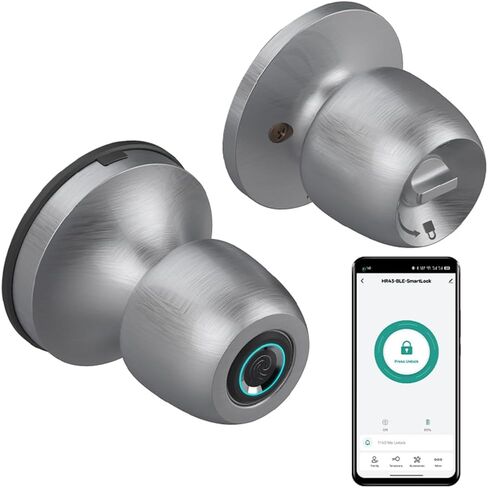 Smart Fingerprint Door Lock, 4-in-1 Fingerprint Door Handle with app Control and Key Type-C, biometric Door Handle with Lock, Suitable for bedrooms, garages, Homes and Offices in Saudi Arabia