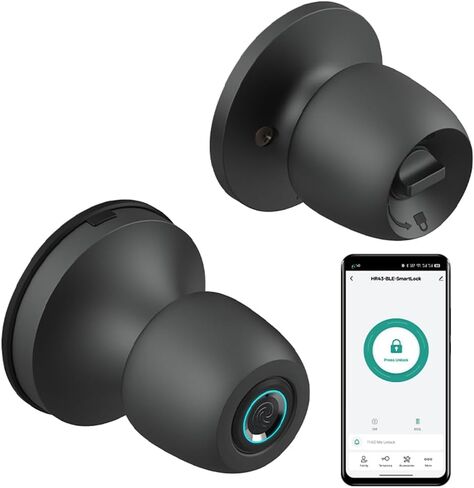 Smart Fingerprint Door Lock, 4-in-1 Fingerprint Door Handle with app Control and Key Type-C, biometric Door Handle with Lock, Suitable for bedrooms, garages, Homes and Offices in Saudi Arabia