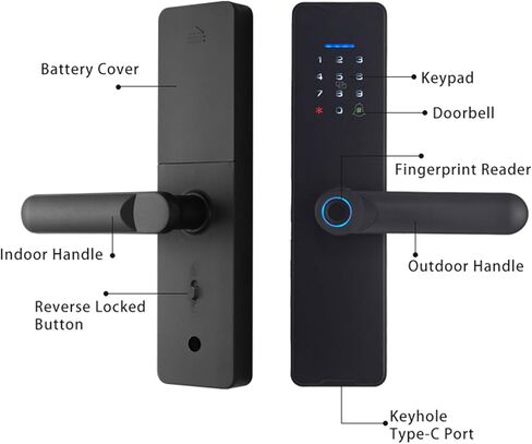 Smart Lock WiFi Keyless Entry Door Lock TY APP, Fingerprint, Password, Card, Mechanical Key Unlocking Methods Door Lock for 35-60mm Thickness Office Home Bedroom Door in Saudi Arabia