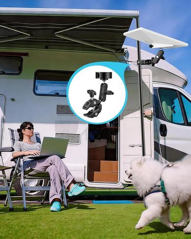 لـ 2026 2025 Starlink Mini Clamp Mount ومحولات الأنابيب 2024، متوافقة مع محول الأنابيب Starlink Mini والتركيب المسطح لـ RV Pole Yacht Camper Guardrails Car Boat Balcony Roof من الألومنيوم in Kuwait