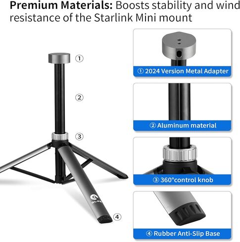 Starlink Mini Tripod Mount with Adapter (2024 Old Version), Lightweight and Adjustable Starlink Mini Stand Tripod, Suitable for Outdoor Camping and Home in Saudi Arabia