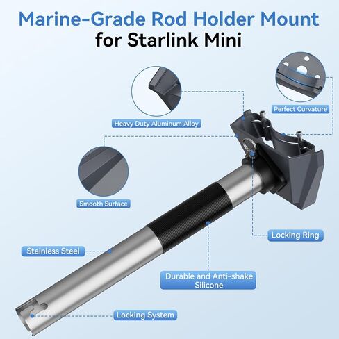 Starlink Mini Mount, Marine-Grade 360° Swivel Fishing Rod Holder Mount for Satellite Dish, Heavy-Duty & Lockable Starlink Mini Mounting Kit Starlink Mini Accessories for Boat Yacht Sailboat Trawler in Saudi Arabia