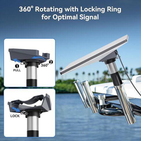 Starlink Mini Mount, Marine-Grade 360° Swivel Fishing Rod Holder Mount for Satellite Dish, Heavy-Duty & Lockable Starlink Mini Mounting Kit Starlink Mini Accessories for Boat Yacht Sailboat Trawler in Saudi Arabia