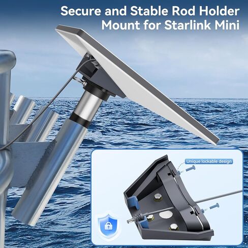 Starlink Mini Mount, Marine-Grade 360° Swivel Fishing Rod Holder Mount for Satellite Dish, Heavy-Duty & Lockable Starlink Mini Mounting Kit Starlink Mini Accessories for Boat Yacht Sailboat Trawler in Saudi Arabia