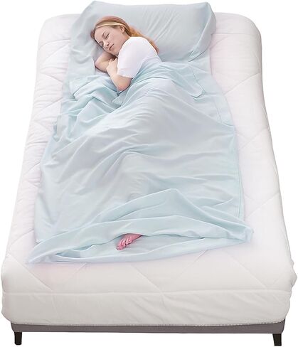 Baiao Sleeping Bag Liner, Lightweight Compact Sleeping Bag Sack Portable Clean Travel Sheet Camping Sleep Sheet for Backpacking Hotel Hiking in Saudi Arabia