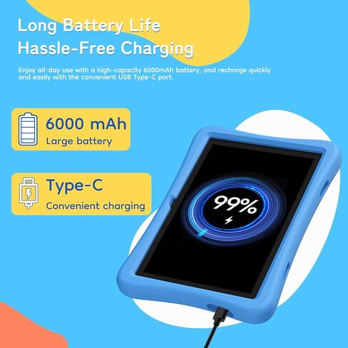 تابلت SVITOO للأطفال مقاس 10 بوصة، أجهزة Android اللوحية للأطفال الصغار مع أدوات تحكم أبوية، ذاكرة الوصول العشوائي 20 جيجابايت، ذاكرة الوصول العشوائي 32 جيجابايت، 1 تيرابايت قابلة للتوسيع، كاميرا مزدوجة، 6000 مللي أمبير في الساعة واي فاي 6، حافظة إيفا مقا in Kuwait