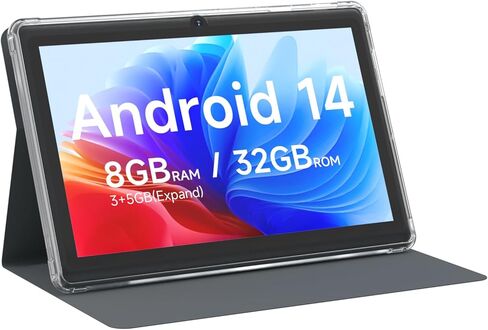 تابلت Android 14 مقاس 7 بوصة مع حافظة، ذاكرة وصول عشوائي 8 جيجابايت، 32 جيجابايت ذاكرة تخزين داخلية 1 تيرابايت، كمبيوتر لوحي معالج رباعي النواة، شاشة IPS 1024 × 600، كاميرا مزدوجة، بطارية 3000 مللي أمبير، بلوتوث، واي فاي، GMS، Widevine L1، أزرق داكن in Kuwait