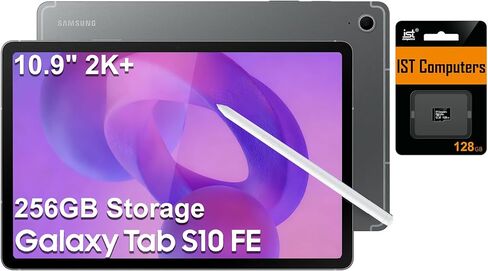 Samsung Galaxy Tab S10 FE Android Tablet (10.9" 2K+ Touchscreen, 8-Core, 8GB RAM, 256GB Storage (128GB+128GB SD Card)), S Pen, Long Battery Life, Dual Cameras, Lightweight, SM-X520, NA Version, Gray in Saudi Arabia