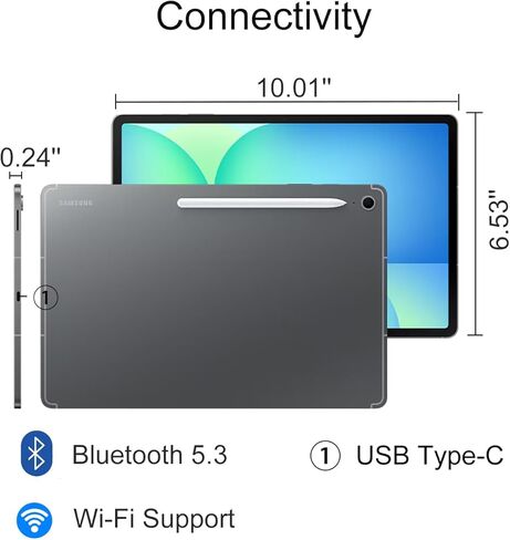 Samsung Galaxy Tab S10 FE Android Tablet (10.9" 2K+ Touchscreen, 8-Core, 8GB RAM, 256GB Storage (128GB+128GB SD Card)), S Pen, Long Battery Life, Dual Cameras, Lightweight, SM-X520, NA Version, Gray in Saudi Arabia