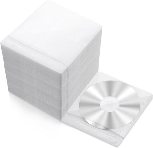 600 قطعة من Kanayu 600 قطعة من البلاستيك على الوجهين لأقراص DVD وأقراص CD DVD أبيض/أسود مغلف قرص شفاف غير قابل للخدش لتخزين Blu-ray قياسي مع فتحة لمجلدات التخزين الفارغة (أسود) in Kuwait