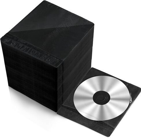 600 قطعة من Kanayu 600 قطعة من البلاستيك على الوجهين لأقراص DVD وأقراص CD DVD أبيض/أسود مغلف قرص شفاف غير قابل للخدش لتخزين Blu-ray قياسي مع فتحة لمجلدات التخزين الفارغة (أسود) in Kuwait