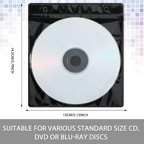 600 قطعة من Kanayu 600 قطعة من البلاستيك على الوجهين لأقراص DVD وأقراص CD DVD أبيض/أسود مغلف قرص شفاف غير قابل للخدش لتخزين Blu-ray قياسي مع فتحة لمجلدات التخزين الفارغة (أسود) in Kuwait