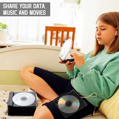 600 قطعة من Kanayu 600 قطعة من البلاستيك على الوجهين لأقراص DVD وأقراص CD DVD أبيض/أسود مغلف قرص شفاف غير قابل للخدش لتخزين Blu-ray قياسي مع فتحة لمجلدات التخزين الفارغة (أسود) in Kuwait