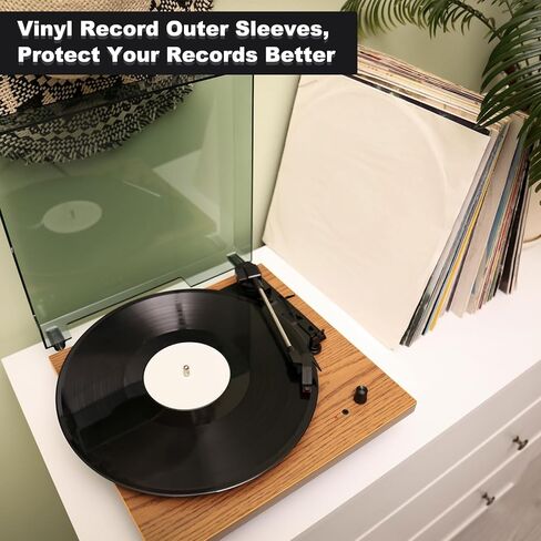 MECCANIXITY 7.5"x7.5" Vinyl Record Outer Sleeves, 25 Pcs 3 Mil Anti-Static Clear Plastic Record Covers with Adhesive Strip Durable Disc Sleeves for LP Albums Storage Collection Protection in Saudi Arabia