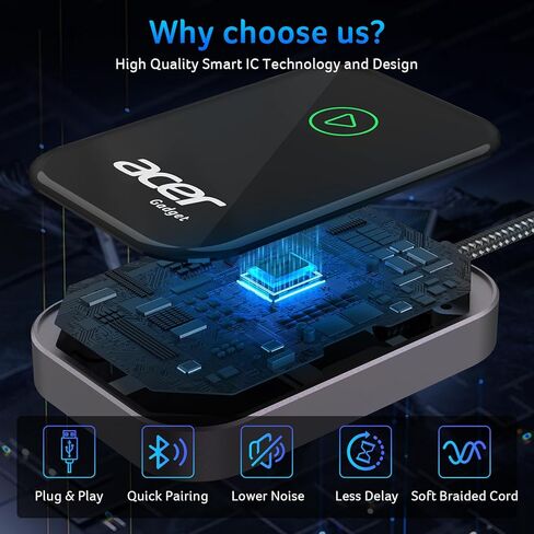 محول Acer Gadget CarPlay اللاسلكي لأجهزة Apple - محول iPhone اللاسلكي Apple CarPlay اللاسلكي ترقية CarPlay السلكية إلى اللاسلكية لمكالمات ورسائل التنقل بالموسيقى بسلاسة in Saudi Arabia