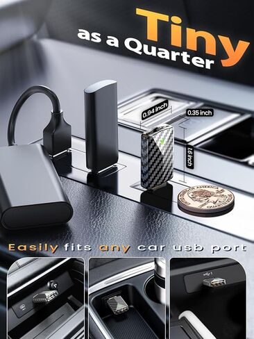 محول CarPlay اللاسلكي الصغير للغاية لأجهزة Apple iPhone - التوصيل والتشغيل، بدون كمون، يحول السلكية إلى دونجل تشغيل السيارة اللاسلكية، سريع الثبات للسيارات 2016+ مع Apple CarPlay Carbon in Kuwait