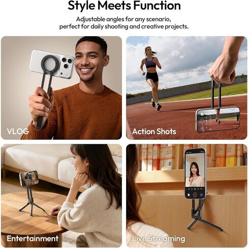 ULANZI MA57 Magnetic Phone Tripod for iPhone - Portable Mini Tripod for MagSafe Pocket Cell Phone Stand, Strong Magnet Quick Mount Foldable Hook Compatible with iPhone 17 16 15 14 13 12 Series, Black in Saudi Arabia