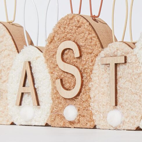 DN DECONATION Easter Decor Sign，Wooden Egg-Shaped Bunny Tabletop Decor with Sherpa Cover， Rustic Farmhouse Centerpiece for Table Mantel Shelf Home Office Spring Decorations in Saudi Arabia