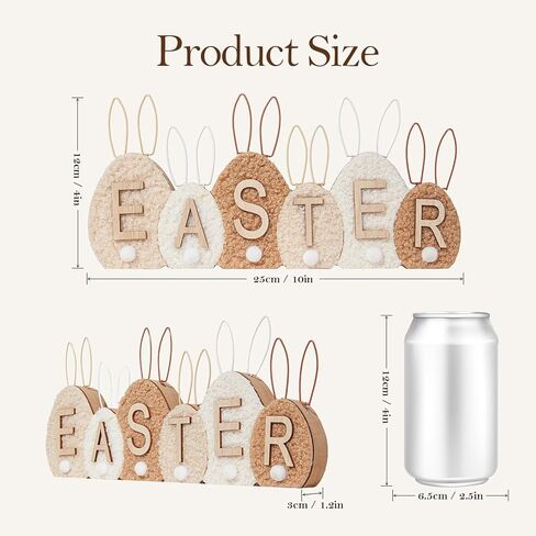 DN DECONATION Easter Decor Sign，Wooden Egg-Shaped Bunny Tabletop Decor with Sherpa Cover， Rustic Farmhouse Centerpiece for Table Mantel Shelf Home Office Spring Decorations in Saudi Arabia