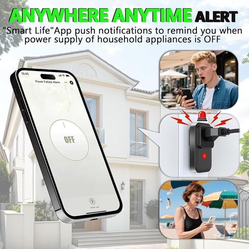 Power Failure Alarm WiFi, Freezer Power Outage Alarm with App Notifications & Loud 110dB & 3 Sirens, Smart Home Power Monitoring for GFCI Trips, Refrigerator, Sump Pumps, Aquarium in Saudi Arabia