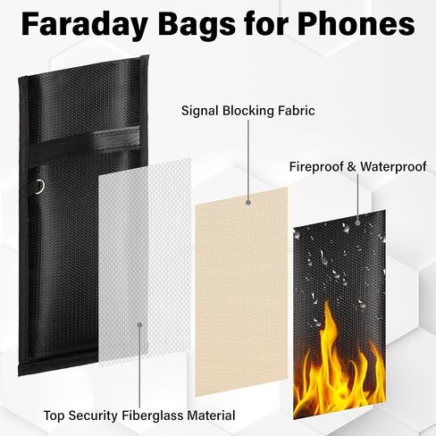 2 Pack Faraday Bags for Phones, Anti-Tracking Faraday Pouch, Faraday Phone Case with Reflective Strip, Water Resistant Magnetic Closure Emf Blocker, Blocks 5G, WiFi, GPS, RFID & Bluetooth in Saudi Arabia