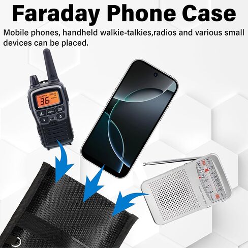 2 Pack Faraday Bags for Phones, Anti-Tracking Faraday Pouch, Faraday Phone Case with Reflective Strip, Water Resistant Magnetic Closure Emf Blocker, Blocks 5G, WiFi, GPS, RFID & Bluetooth in Saudi Arabia