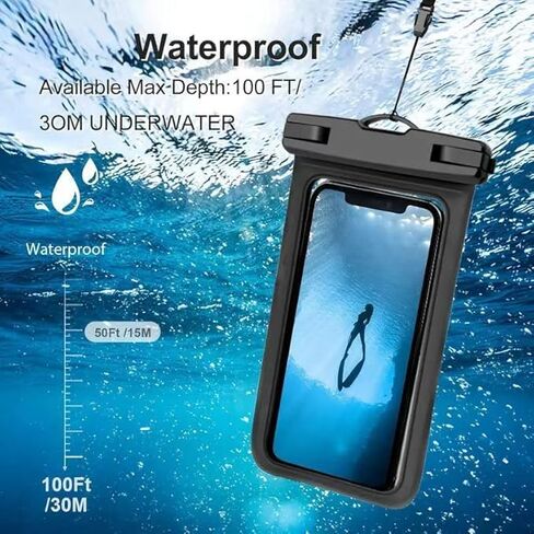 1 pcs Waterproof Phone Pouches, Waterproof Phone Cases for iPhone 15 14 13 12 11 Pro Max, Also for Models Under 7 inches Black in Saudi Arabia