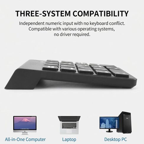 Wireless Number Pad, Numeric Keypad Numpad Keyboard 10 Key USB Keypad Office Accounting Essentials Desktop Computer Laptops Accessories in Saudi Arabia