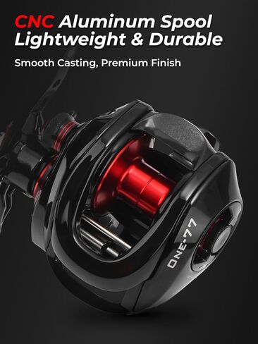 بكرة Jenseits Baitcasting 7.3:1 عالية السرعة Bass Baitcaster، إصدار Drag Clicker، بكرة صب منخفضة المستوى مع محامل 7+1، نظام فرامل مغناطيسي للسحب 17.6LB (اليد اليمنى) in Kuwait