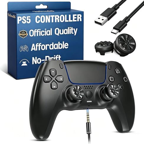 Were66 Wireless for PS5 Controller,Remote Control for PS5 Pro Slim,Dual Hall Effect Anti Drift Joystick Sense Controler 1000Hz Polling Rate,Low Latency Ergonomic Gaming Manette,Black in Saudi Arabia