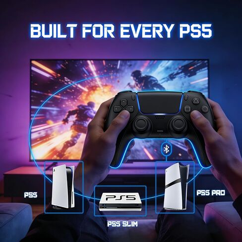 Were66 Wireless for PS5 Controller,Remote Control for PS5 Pro Slim,Dual Hall Effect Anti Drift Joystick Sense Controler 1000Hz Polling Rate,Low Latency Ergonomic Gaming Manette,Black in Saudi Arabia
