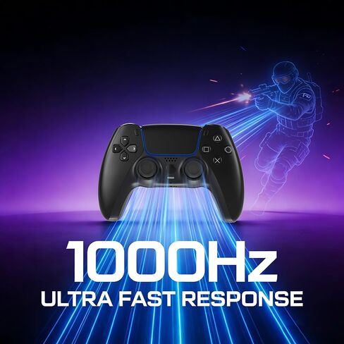 Were66 Wireless for PS5 Controller,Remote Control for PS5 Pro Slim,Dual Hall Effect Anti Drift Joystick Sense Controler 1000Hz Polling Rate,Low Latency Ergonomic Gaming Manette,Black in Saudi Arabia