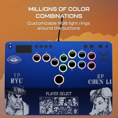 عصا القتال Turtle Beach Victrix Pro KO Leverless Fight Stick: Street Fighter II (إصدار البطل) - Capcom وPlayStation مرخصة رسميًا لأجهزة PS4 وPS5 والكمبيوتر الشخصي - مفاتيح RGB قابلة للتبديل السريع، مريحة in Saudi Arabia