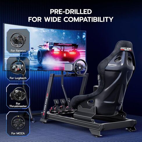 ARES WING Sim Racing Cockpit with Racing Seat, 8040 Aluminum Profile, Fully Adjustable, Compatible with Thrustmaster/Fanatec/Moza/Logitech (Wheel, Pedals and Shifter Not Included) in Saudi Arabia