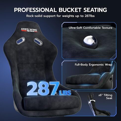 ARES WING Sim Racing Cockpit with Racing Seat, 8040 Aluminum Profile, Fully Adjustable, Compatible with Thrustmaster/Fanatec/Moza/Logitech (Wheel, Pedals and Shifter Not Included) in Saudi Arabia