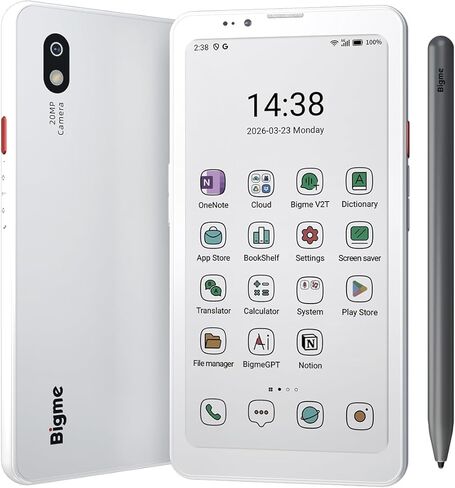 Bigme HiBreak Plus 6.13" E-Ink ePaper Handwriting Phone with 4GB +64GB, Android 14, Android Color Ereader 4G Smart Phone Supports Fingerprint Unlcok, Adjustable Front Light, Long Battery Life White in Saudi Arabia