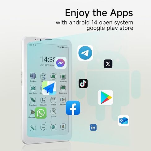 Bigme HiBreak Plus 6.13" E-Ink ePaper Handwriting Phone with 4GB +64GB, Android 14, Android Color Ereader 4G Smart Phone Supports Fingerprint Unlcok, Adjustable Front Light, Long Battery Life White in Saudi Arabia