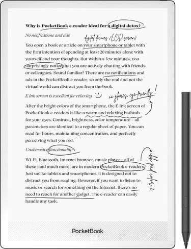 PocketBook InkPad One | 10.3" E Ink Screen and Stylus for Active Reading | Essential Tools for Note-Taking | Bluetooth & Text-to-Speech Support | SMARTlight | 25 formats Support | Aluminum Frame in Saudi Arabia