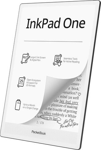 PocketBook InkPad One | 10.3" E Ink Screen and Stylus for Active Reading | Essential Tools for Note-Taking | Bluetooth & Text-to-Speech Support | SMARTlight | 25 formats Support | Aluminum Frame in Saudi Arabia