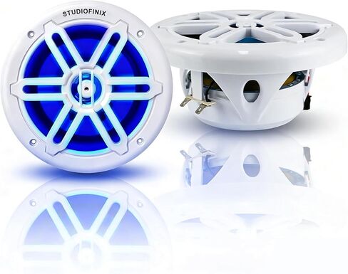 مكبرات صوت بحرية STUDIOFINIX مقاس 6.5 بوصة بقدرة 700 وات مع أضواء LED - مكبرات صوت للقوارب مقاومة للطقس في اتجاهين مثالية للقوارب وATVs وUTVs (زوج، أسود) in Saudi Arabia