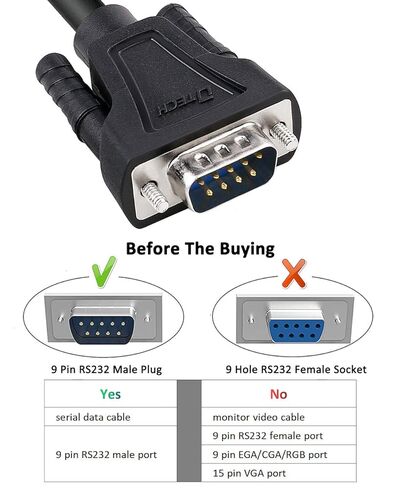 DTECH 5ft RS232 كابل تسلسلي ذكر إلى ذكر DB9 Null Modem Cord بسيط عبر TX RX خط 2 دبوس متقاطع بدون مصافحة لاتصالات بيانات الكمبيوتر (5 أقدام، أسود) in Kuwait