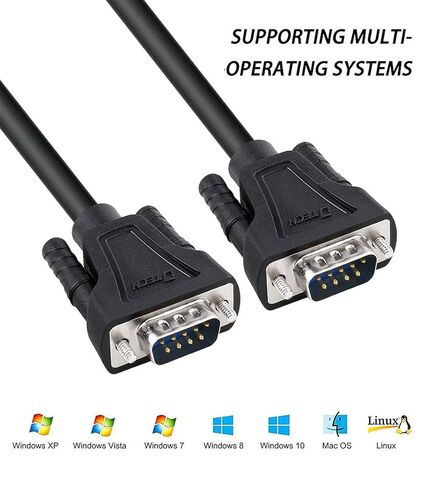 DTECH 5ft RS232 كابل تسلسلي ذكر إلى ذكر DB9 Null Modem Cord بسيط عبر TX RX خط 2 دبوس متقاطع بدون مصافحة لاتصالات بيانات الكمبيوتر (5 أقدام، أسود) in Kuwait