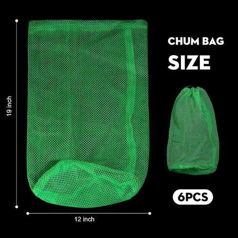 6PCS Chum Bag Nylon Mesh Chum Bags for Saltwater Fishing Enhanced Fishing Attraction 12 x19 inch Chum Bag with Drawstring in Saudi Arabia